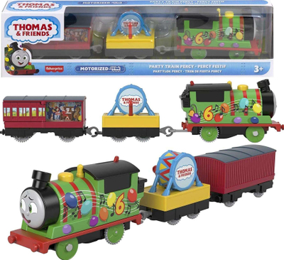 Lodër tren me motor Fisher Price Thomas &amp; Friends Party Train Percy, me bateri, për kalamaj 3+