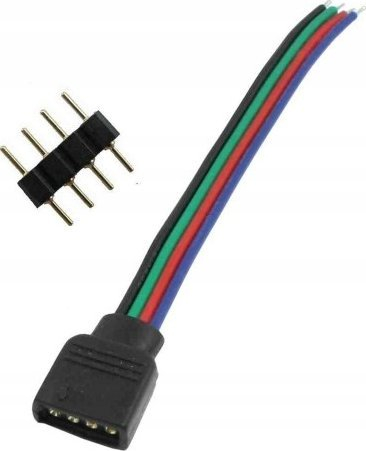 Kabllo lidhëse RGB 4-pin për LED, me tela shumëngjyrëshe, e zezë