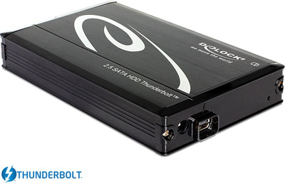 Kuti e jashtme Delock HDD Rack 2.5" SATA - Thunderbolt (42490) për HDD/SSD, deri 15 mm, deri 13 TB, e zezë