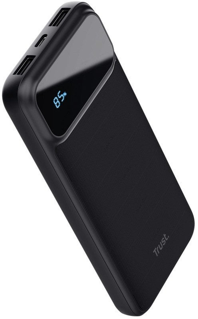 Karikues portativ Trust Avala 10000mAh, 20W PD, me ekran LED, i zi