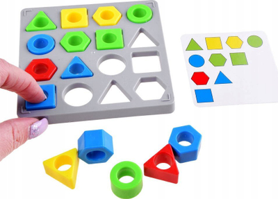 Lojё edukative Match Shapes and Figures, forma gjeometrike plastike, 32 karta, shumëngjyrëshe