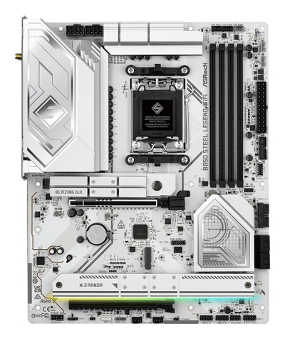 Pllakë amë Asrock B850 Steel Legend WiFi, ATX, AMD AM5, e bardhë