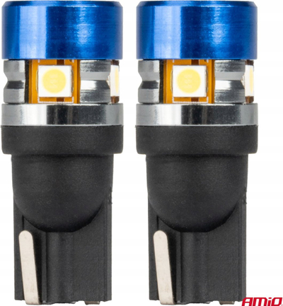 Llambë LED CANBUS AMiO 04240 T10 W5W, 5 SMD 3030, 12V 24V, e bardhë