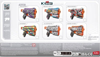 Lodër blaster Zuru SKINS FLUX Striper, 8 darts shkumë, shumëngjyrëshe