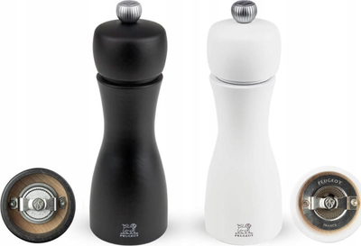 Set mulli për kripë edhe piper Peugeot Tahiti Duos, 6", dru ahu, të zinj