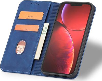 Mbrojtëse telefoni Hurtel Magnet Fancy Case iPhone 14 Plus, kapak portofol, mbajtëse stand, blu