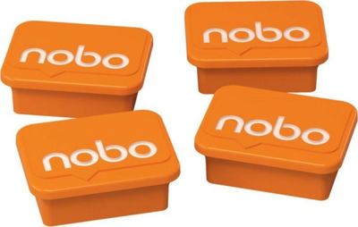 Magnetë për tabelë të bardhë NOBO, 4 copë, 18x22 mm, të portokallta