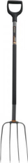 Grepa ergonomik për kompost Fiskars, çelik boron, dorezë SoftGrip, portokalli