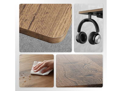 SENSE7 NOJO LIGHT Електрична маса, 120 см x 60 x 118 см, темно кафеава