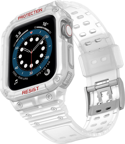 Rrip me kasë mbrojtëse Hurtel Protect për Apple Watch 7 6 5 4 3 2 SE, 45 44 42mm, i bardhë