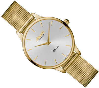 Orë dore Atlantic Elegance 29038.45.21MB, kuarc, çelik inox, ngjyrë argjendi