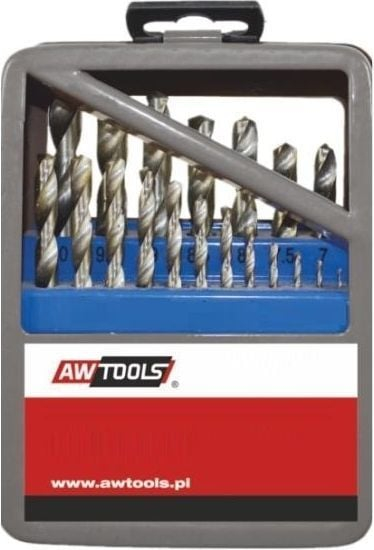 Set spiralësh metali AWTOOLS HSS-G, 1-10 mm, 19 copa, gri