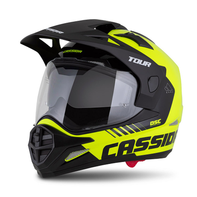 Helmetë moto CASSIDA Tour 2.0 Dual, ECE 22.06, Pinlock ready, yellow fluo e zezë matt