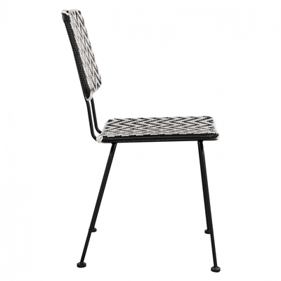Karrige metalike Allegra HM5693, thurje wicker, 46x56x88cm, e zezë bardh