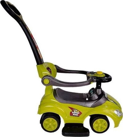 Makinë lodër Lean Sport Mega Car 3‑në‑1, ride on me dorezë për shtyrje, e verdhë