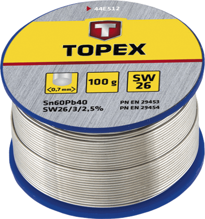 Tela saldimi Topex 44E532, 60% Sn, 1.5mm 100g, argjendtë