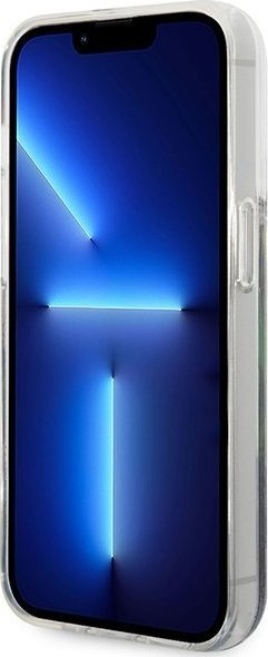 Kapak telefoni Guess Flower Liquid Glitter për iPhone 14 Pro Max, hardcase, blu