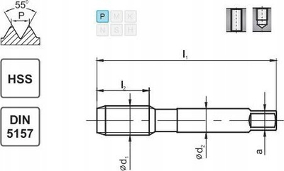 Çekiç me fije Fanar TAP G DIN 5157D, 3/8", HSS, argjendt