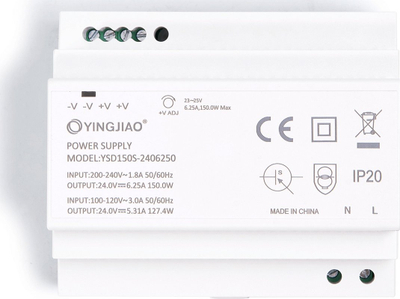 Furnizim energjie DIN rail Yingjiao YSD150S, 24V, 150W 6.25A, gri
