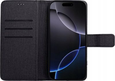Kabllë Gomma Book për iPhone 16 Pro, material gomë, e zezë