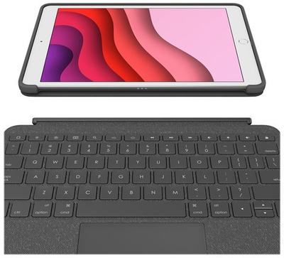 Mbrojtëse Logitech me tastierë Combo Touch për Apple iPad (gjenerata 7 / 8), CZ, e zezë