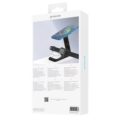 Karikues wireless 3 në 1 Proove Energy Fold, 15W, i zi