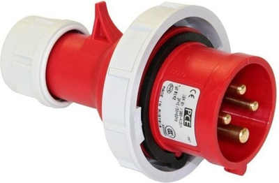 Prizë portative industriale Shark 32A 4P 400V, IP67, e kuqe