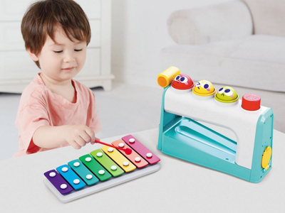 Lodër muzike Hola Toys Multifunctional Musical Center, ksilofon me 8 nota, me çekiç, shumëngjyrëshe