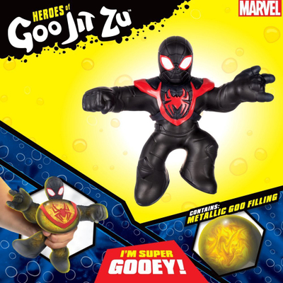 Figurë lodër Heroes of Goo Jit Zu Marvel Miles Morales Spider-Man, 11 cm, super elastike, e zezë me të kuqe