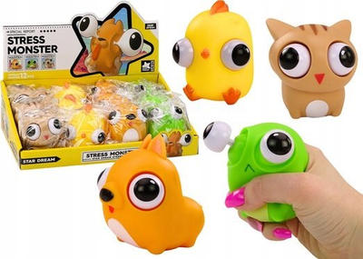 Lodër antistres Happy Monster Squishy Sensory, për shtypje, shumëngjyrëshe