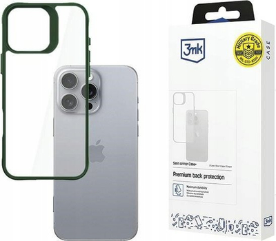 Kapak telefoni 3MK SatinArmor+ për iPhone 16 Pro Max 6.9", mbrojtje ushtarake, transparent, me kornizë jeshile