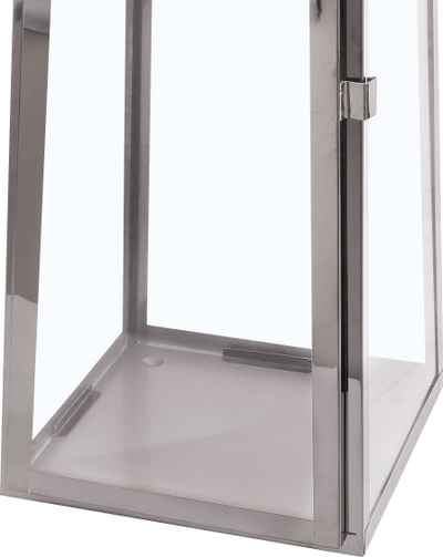 Fener metalik dekor, çelik inox, 42 cm, argjendtë
