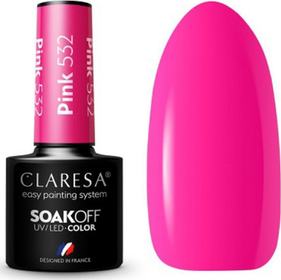 Llak gjeli për thonj Claresa Pink 532, hibrid, 5g, rozë e ndezur
