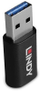 Adapter USB Lindy Type A në USB C Data Blocker, USB 2.0, për mbrojtje karikimi, i zi