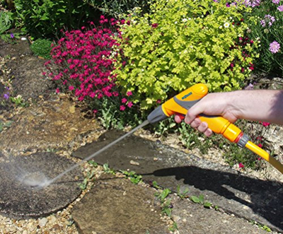 Pistoletë uji Hozelock Jet Spray Plus, me shumë lloj spërkatjesh, set me lidhësa, portokalli