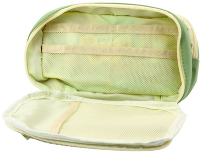 Kuti lapsash School Pencil Case, dy ndarje, me xhepa, 22cm, jeshile