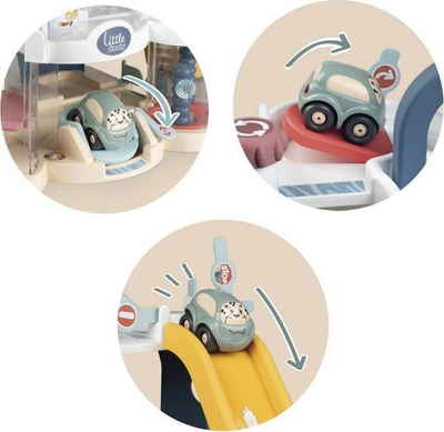 Garazh lodër Smoby Little Vroom Planet, 2 nivele, me ashensor, shumëngjyrësh