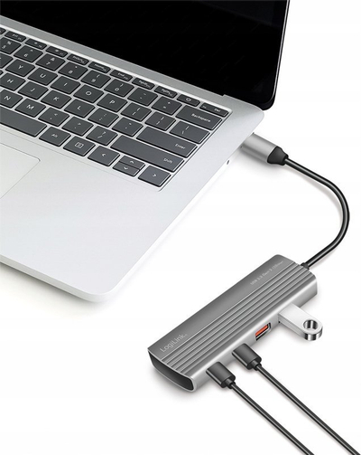 Hub USB LogiLink USB 3.2 Gen2, 7+1 porta, PD 100W, alumini