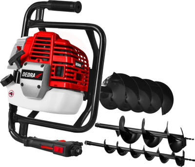 Stërvitëse toke me benzinë Dedra DED8809, motor 52cm³ 1.45kW, diametër 100–200mm, e kuqe