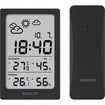 Stacion moti Sencor SWS 2300 B, ekran LCD, sensor radio, i zi