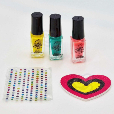 Set manikyri për kalamajt Woopie ART&amp;FUN Nail Glam Salon, tharëse thonjsh, 3 llakë, me shumë ngjyra