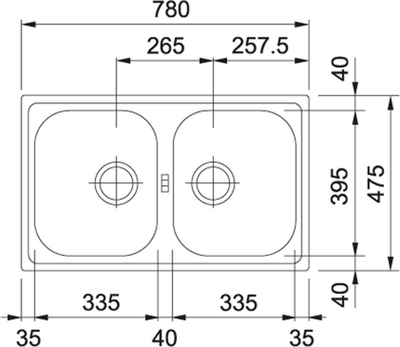 Lavaman Franke Euroform EFN 620-78, 78 x 47.5 cm, i hirtë metalik