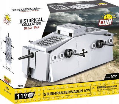 Lodër me blloqe Cobi Sturmpanzerwagen A7V, 119 pjesë, shkalla 1:72, shumëngjyrëshe