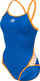 Kostum banje njëpjesësh për goca Arena Icons, MaxLife Eco, Super Fly Back, blu me portokalli
