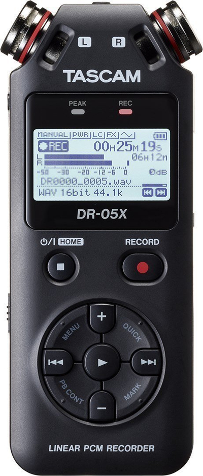 Regjistrues zëri Tascam DR-05X, stereo dorak, 24bit 96kHz, i zi