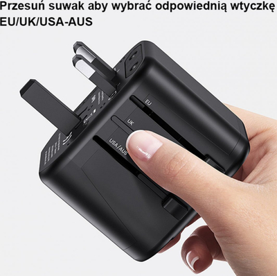 Karikues udhëtimi USAMS T55 US CC173, 2xUSB 12W, adapter universal 4 në 1, i zi