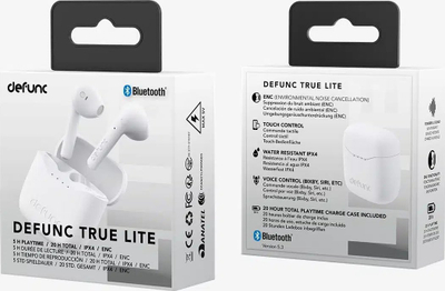 Kufje pa tela Defunc True Lite, ENC, IPX4, të bardha