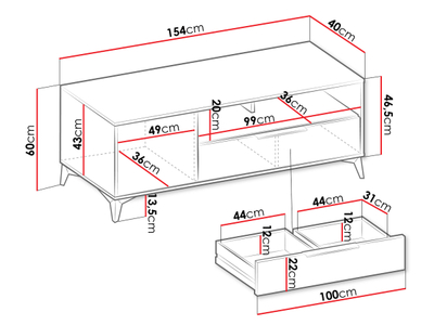 Komodë moderne për TV Siprynt 1D1SZ (154 x 60 x 40)