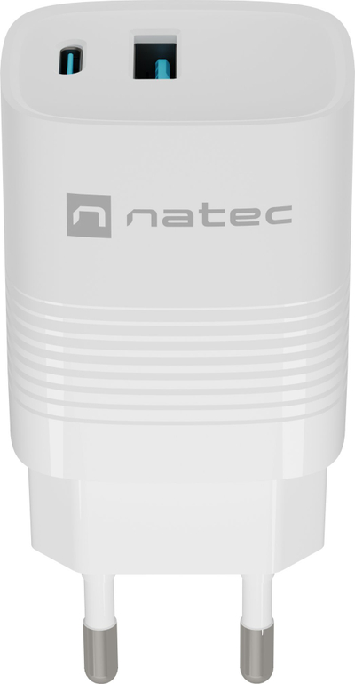 Karikues GaN Natec Ribera NUC-2140, 30W, 1x USB-A 1x USB-C, i bardhë