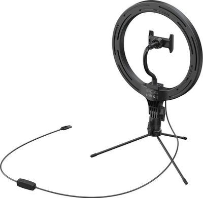 Unazë drite LED për telefon Baseus Live Stream, 10", USB, e zezë